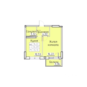 1-к кв. Ростовская область, Таганрог Транспортная ул. (35.1 м²)