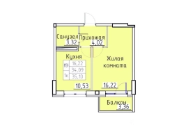 1-к кв. Ростовская область, Таганрог Транспортная ул. (35.1 м²)